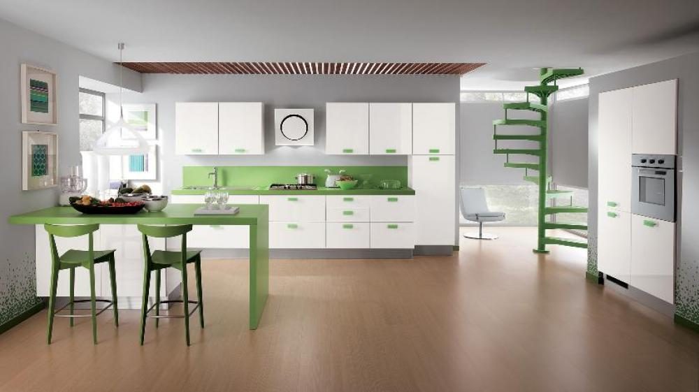 Cocina moderna en verde