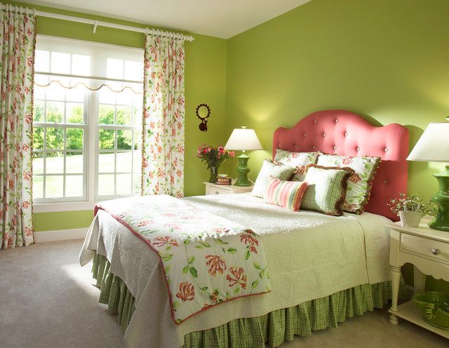 Dormitorio clásico verde