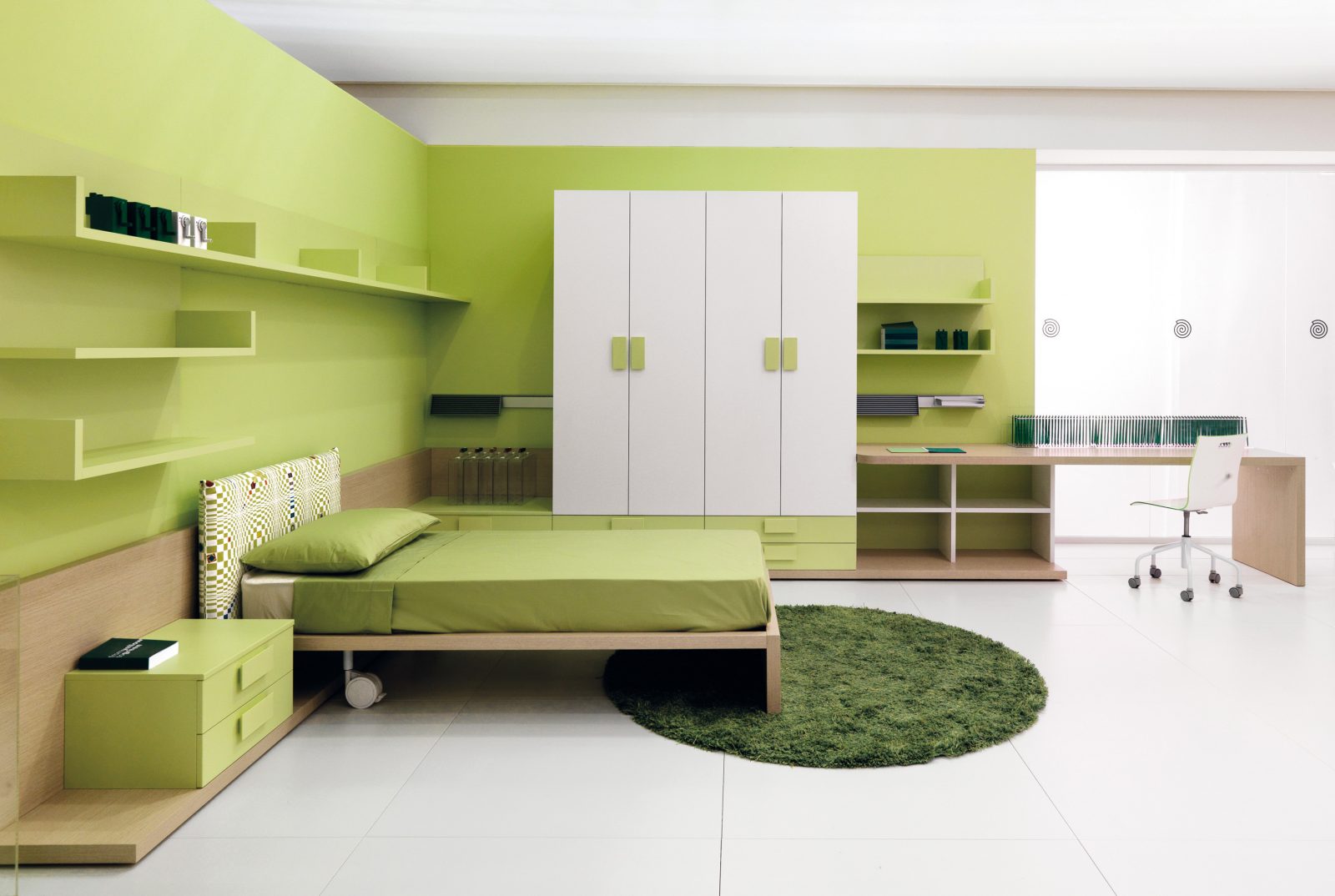 Habitación de adolescente verde