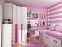 Dormitorio de niña en tonos rosas