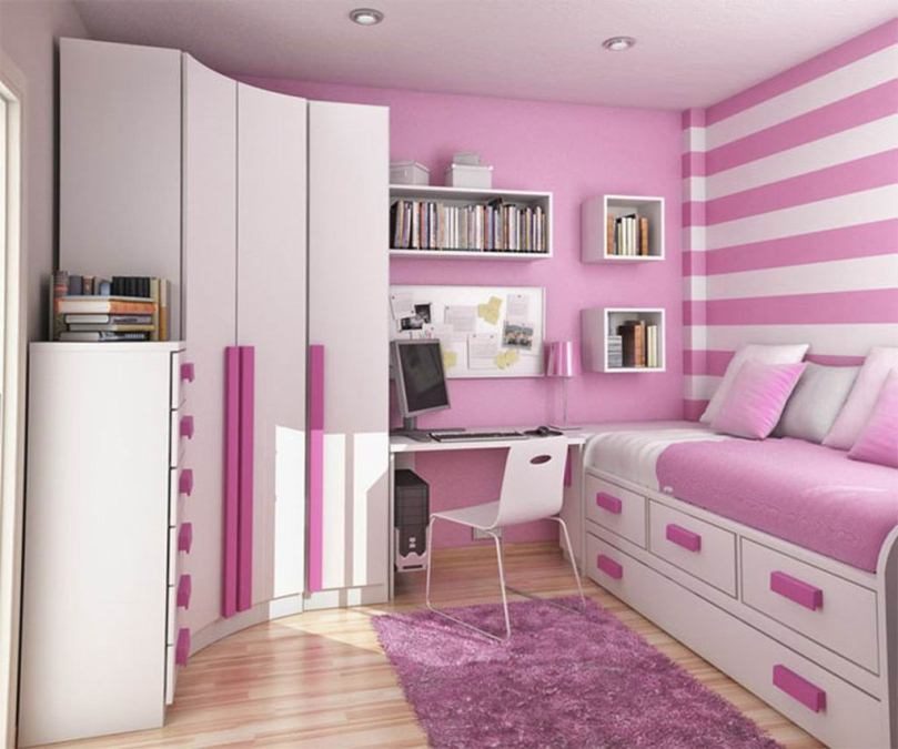 Dormitorio de niña en tonos rosas