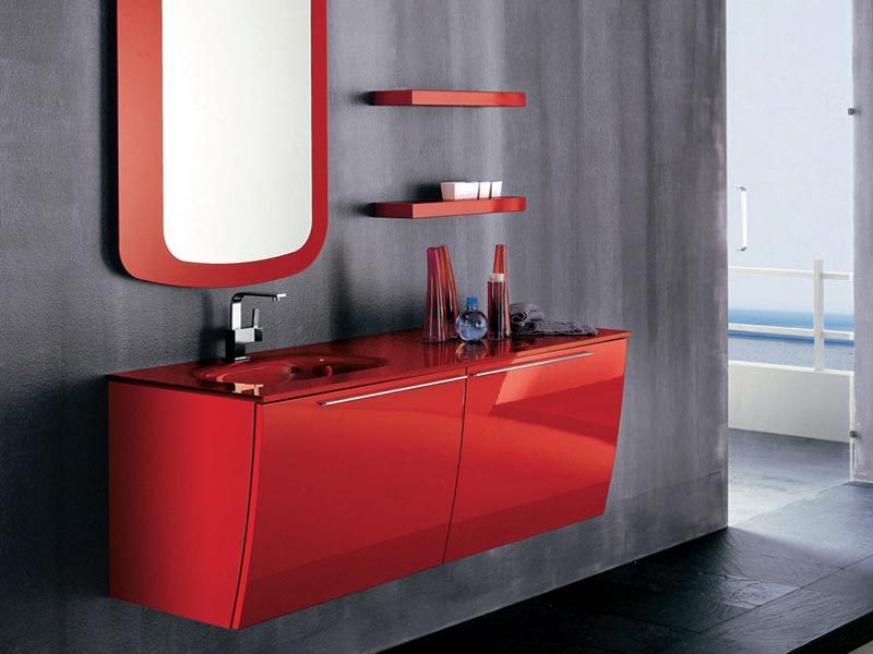 Muebles de baño rojos