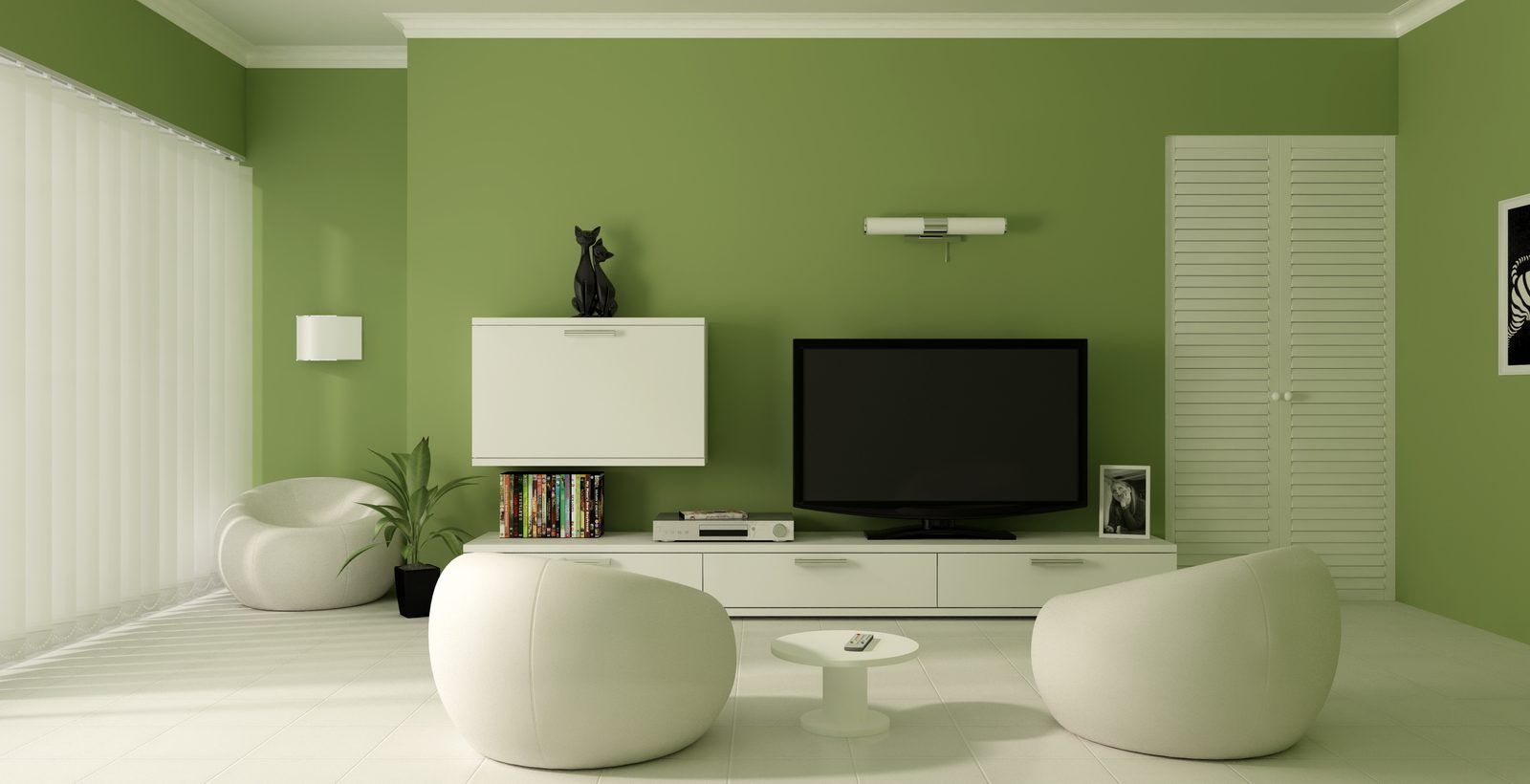 Salón moderno verde